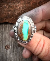 Image 5 of WL&A Handmade Royston Green River Thunderbird Signet Rings - Size 9