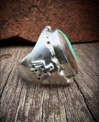 Image 6 of WL&A Handmade Royston Green River Thunderbird Signet Rings - Size 9