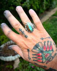 Image 4 of WL&A Handmade Royston Green River Thunderbird Signet Rings - Size 9