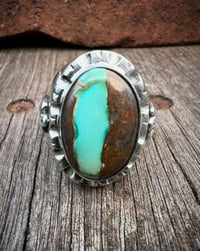 Image 3 of WL&A Handmade Royston Green River Thunderbird Signet Rings - Size 10.5