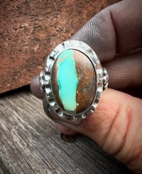 Image 4 of WL&A Handmade Royston Green River Thunderbird Signet Rings - Size 10.5