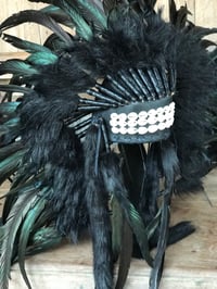 Black feather cowrie shell headdress