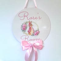 Image 3 of Handmade Personalised Flopsy Bunny Door Sign, Peter Rabbit Nursery Door Sign, Baby Room Decor🐇