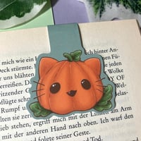 Pumpkin Kitty double sided magnetic bookmark