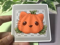 Image 2 of Mini Art Print - Cute Pumpkin Cat