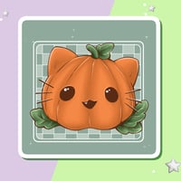 Image 1 of Mini Art Print - Cute Pumpkin Cat