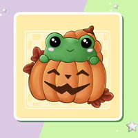 Mini Art Print - Cute Pumpkin Frog