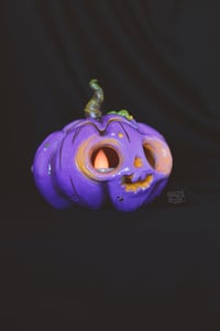 Image 1 of Purple Jack-O-Lantern candle holder