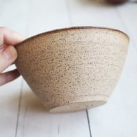 Image 5 of Single Snack Bowl in Raw Stoneware and Brown Glaze, Made in USA