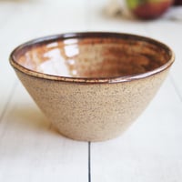 Image 6 of Single Snack Bowl in Raw Stoneware and Brown Glaze, Made in USA