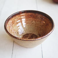 Image 7 of Single Snack Bowl in Raw Stoneware and Brown Glaze, Made in USA