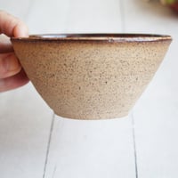 Image 9 of Single Snack Bowl in Raw Stoneware and Brown Glaze, Made in USA