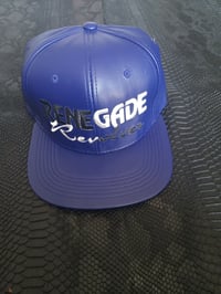 Image 1 of Blue Faux Leather snapback