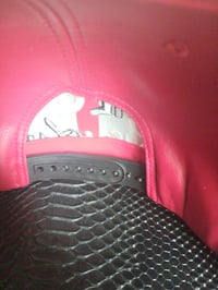 Image 2 of Faux Leather Red n Black 2 Tone snapback