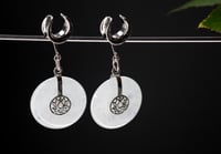 Image 2 of Ear Weights - Lotus Crystal Saddles - Clear Quartz - Stretched Ears, Tunnels - Stainless Steel