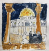 Palestine fundraiser sketch #3 watercolour and pencil  8 x 8"