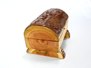 Image of Wooden Live Edge Cherrywood Slingshot Box, Wooden Keepsake Box, Treasure Box, Jewelry Box