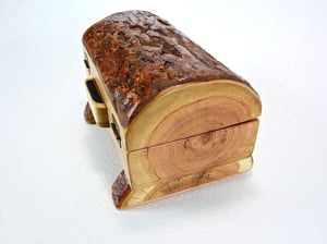 Image of Wooden Live Edge Cherrywood Slingshot Box, Wooden Keepsake Box, Treasure Box, Jewelry Box