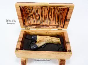 Image of Wooden Live Edge Cherrywood Slingshot Box, Wooden Keepsake Box, Treasure Box, Jewelry Box