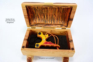 Image of Wooden Live Edge Cherrywood Slingshot Box, Wooden Keepsake Box, Treasure Box, Jewelry Box