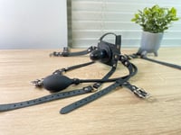Image 3 of Bondage Leather Head Harness Latex Gag - Strict Muzzle