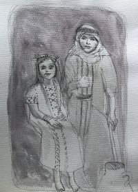 Palestinian art fundraiser sketch  7 1/2 x10" graphite paint and pencil 