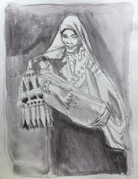 Image 1 of Palestinian art fundraiser #11 sketch 8x10" pencil and graphite paint 