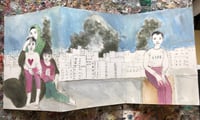 Image 1 of Palestinian art fundraiser concertina art  gouache and pencil 7 x1 4 1/2 "