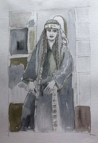 Palestinian art fundraiser sketch 8 1/2 x 11" pencil and graphite paint # 15 