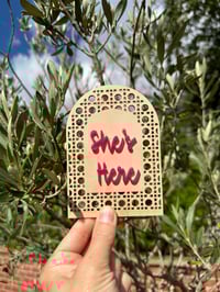Image 1 of Rattan "She's Here" Birth Announcement 