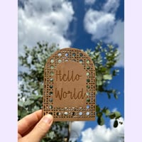 Image 1 of Rattan effect - Hello World Birth Announcement 