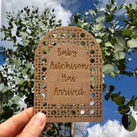 Image 3 of Rattan effect - Hello World Birth Announcement 