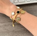 3 Piece 18K Gold Plated Clover Lucky Bracelet White/Black