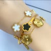 3 Piece 18K Gold Plated Clover Lucky Bracelet White/Black