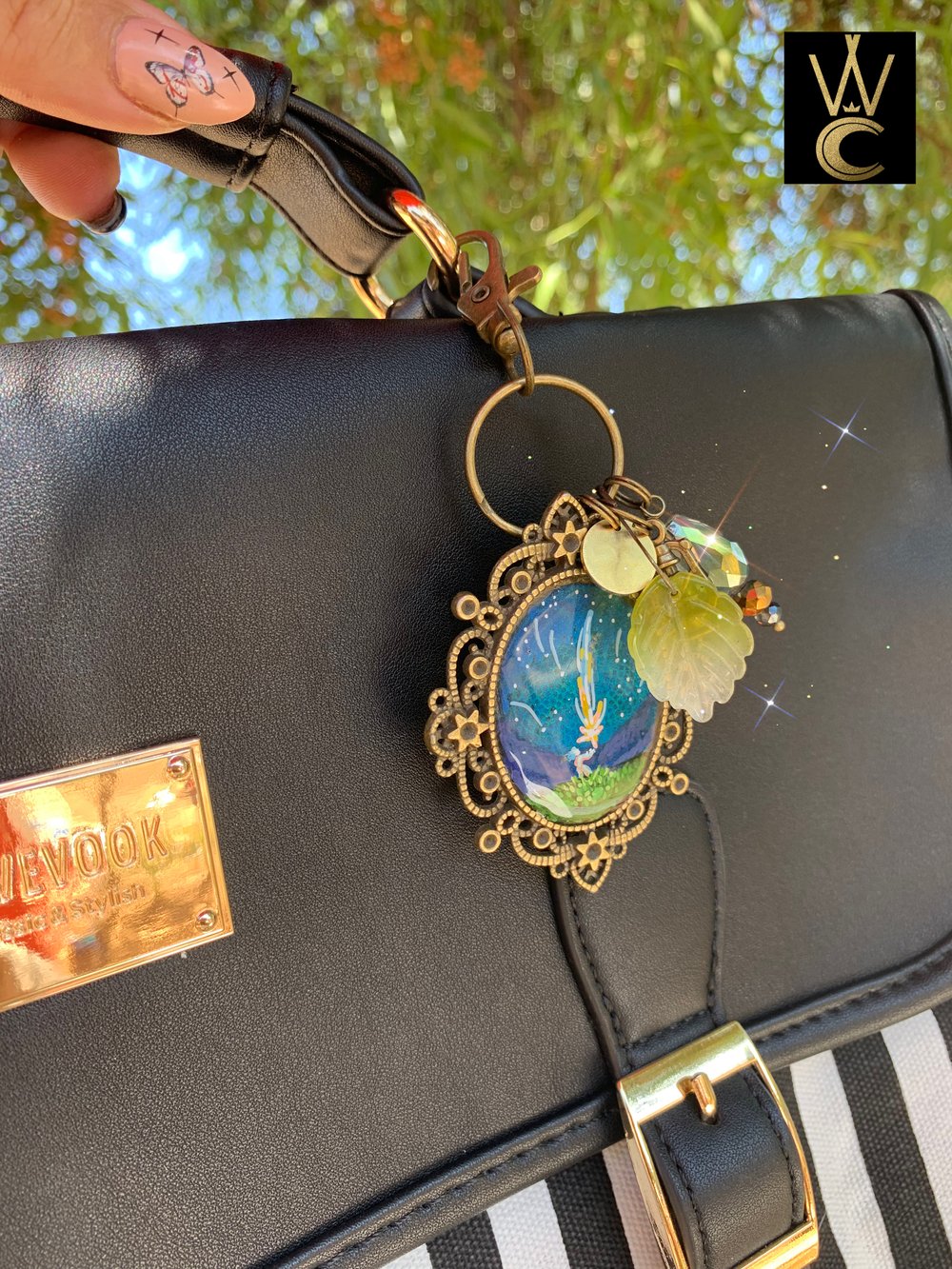 Howls *inspired* Falling Calcifer hand painted bag charm keychain 