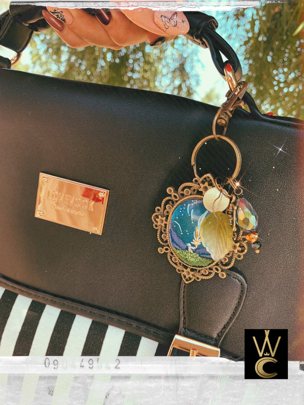Howls *inspired* Falling Calcifer hand painted bag charm keychain 
