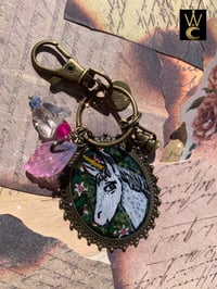 Image 5 of Enchanting Unicorn hand painted bag charm keychain 