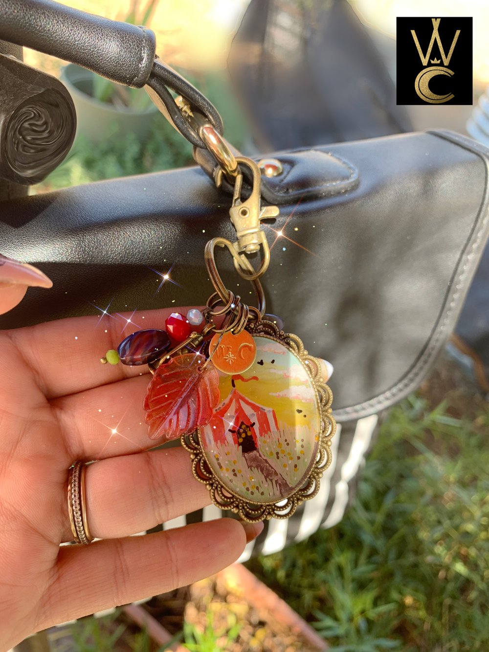 Circus Dreams hand painted bag charm and keychain