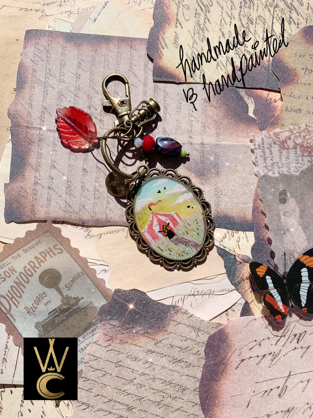 Circus Dreams hand painted bag charm and keychain