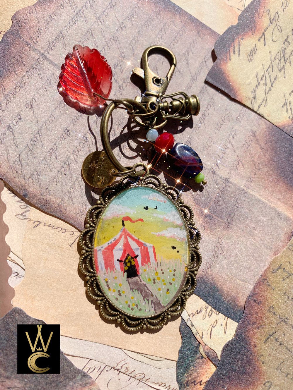Circus Dreams hand painted bag charm and keychain