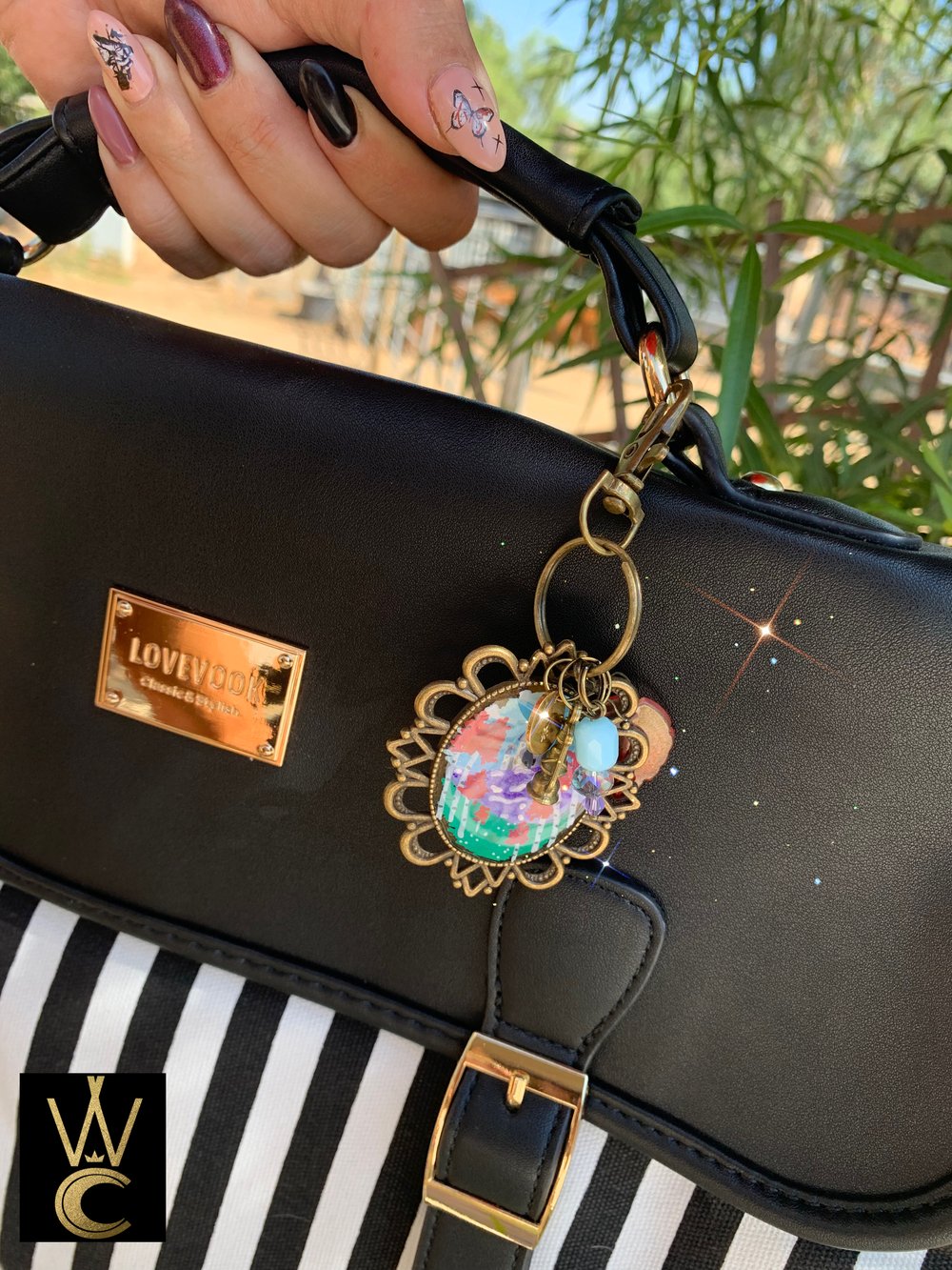 Happily Ever After hand painted bag charm and keychain 