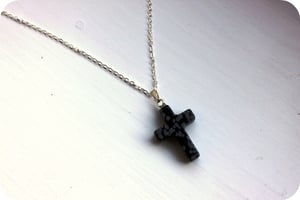 Image of Snowflake Obsidian Cross Pendant