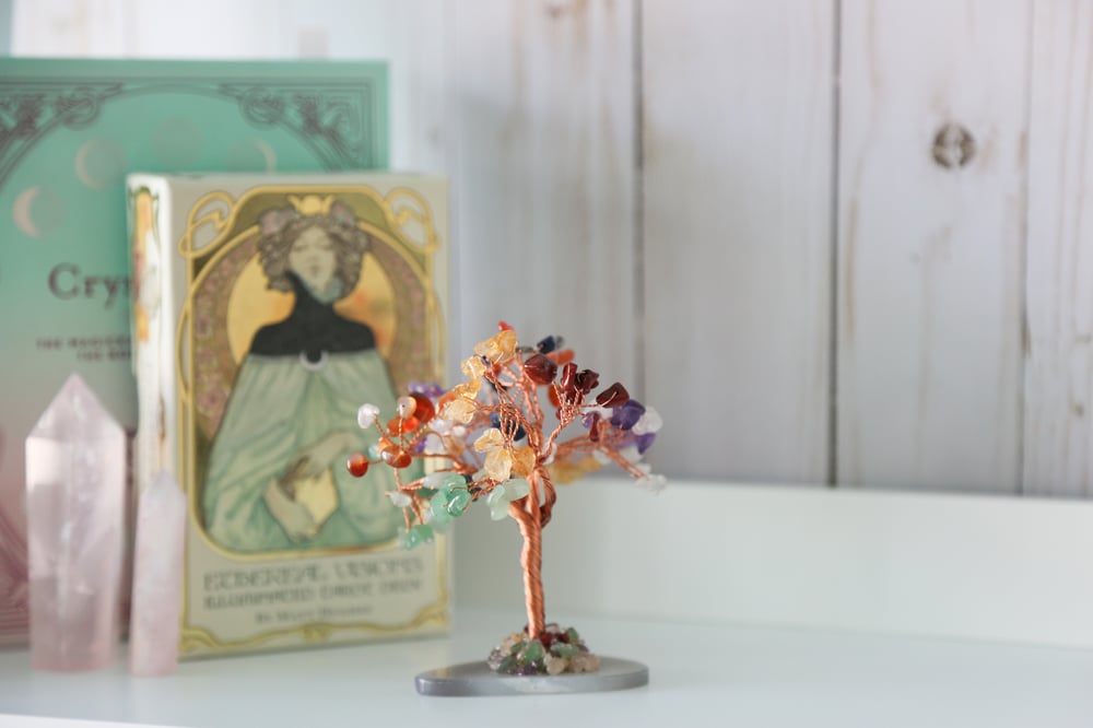 Image of Copper wire wrapped crystal tree - 7 stones
