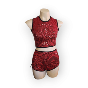 Image of Red Lace-Up Sequin Bottoms