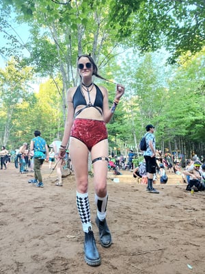 Image of Red Lace-Up Sequin Bottoms