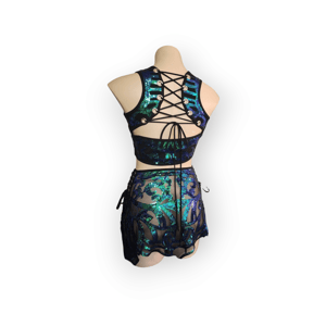 Image of Elder Blue Adjustable Sequin Skirt