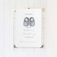 Little Shoes - Christening Welcome Sign Blue