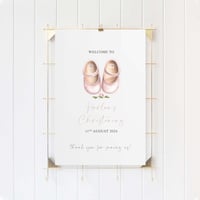 Little Shoes - Christening Welcome Sign - Pink