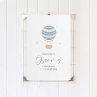 Image 1 of Air Balloon - Christening Welcome Sign - Blue