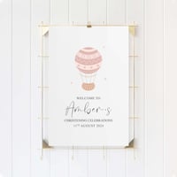 Image 1 of Air Balloon - Christening Welcome Sign - Pink 